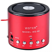 Портативная колонка WSTER WS-A8 Мини акустика с MP3, USB и FM-pадио 3Вт Красная