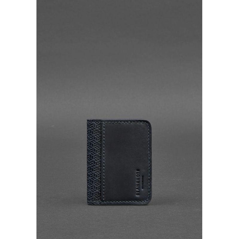 Чоловіча шкіряна обкладинка для ID-паспорта та водійських прав 4.0 Карбон синя