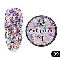 Глиттер гель Global Fashion 5 гр, Glitter gel 09