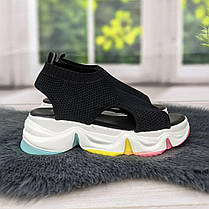 Босоніжки жіночі текстильні чорні на білій платформі 2839-2, фото 2