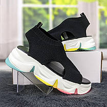 Босоніжки жіночі текстильні чорні на білій платформі 2839-2, фото 3