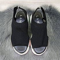 Босоніжки жіночі текстильні чорні на білій платформі 2839-2, фото 5