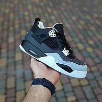 Чоловічі літні кросівки Nike Air Jordan 4 високі чорні з сірим найк аір джордан 4 чудової якості