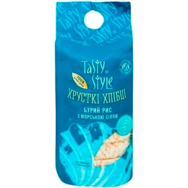 Хлібці Бурій рис із морською сіллю без глютену Tasty Style 95 г Україна, фото 1
