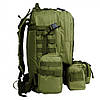 Рюкзак тактичний 55 л, (55х40х25см), B08, з підсумками Олива / Військовий штурмовий рюкзак на MOLLE, фото 4