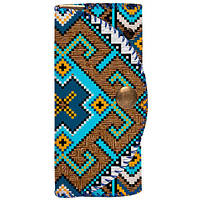 Ключниця тканинна для сумки Український коричнево-блакитний орнамент (KEY_UKR012_SI)