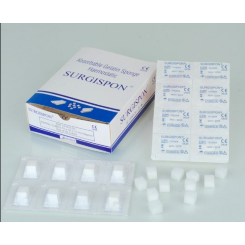 Гемостатична губка Surgispon дентальний кубик 1х1х1см - 1 уп. (32 шт), фото 1