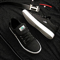 Чоловічі кросівки Lacoste Black White Кеди Лакоста чорні з білим прогумована шкіра демісезонні, фото 5