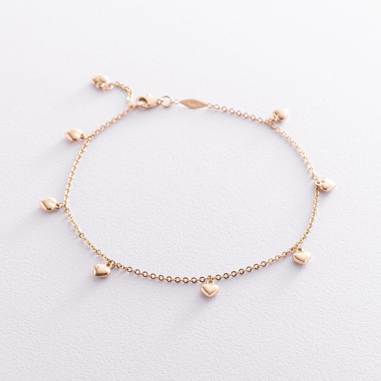 Золотий браслет "Сердечка" на ногу б04700 LOVE-SHOPE