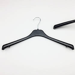 Пластикові плічка вішаки для одягу W-T42 чорного кольору, довжина 420 мм