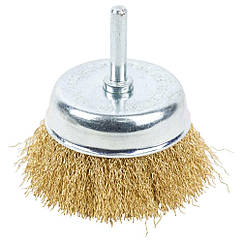 Щітка дротяна чашоподібна Ø75мм хвостовик Ø6мм (латуньована) GRAD (9034075) Luxprice