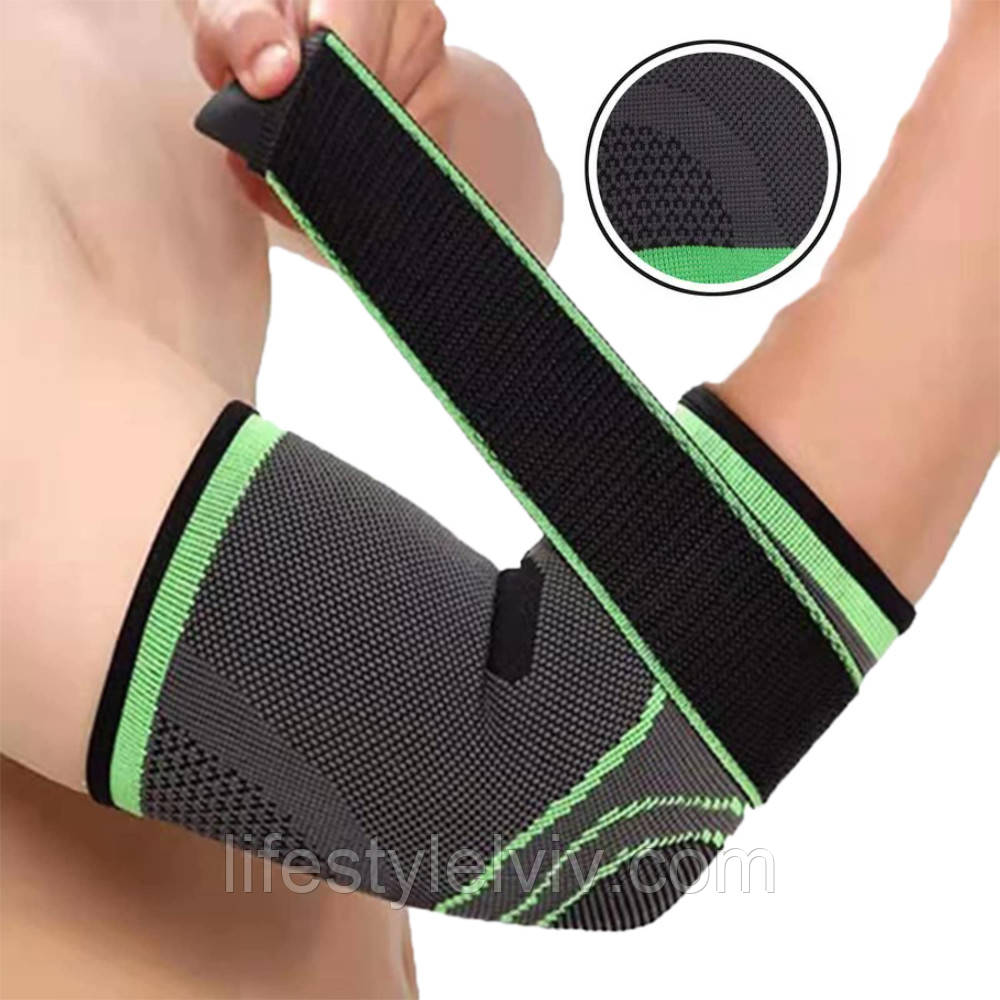 Бандаж ліктьового суглоба з фіксувальним ременем / Спортивний налокітник / Еластичний фіксатор суглобів, фото 1