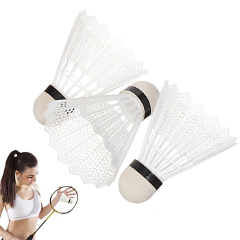 Волани для бадмінтону 3шт, Білі / Пластикові воланчики / Волани для гри / Набір пластикових воланчиків