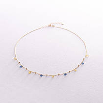 Золоте кольє "Незалежна" з кульками 
(сині та жовті фіаніти)1002321   LOVE-SHOPE