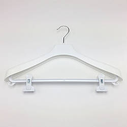 Пластикові плічка вішаки для одягу W-PLz42 білого кольору, довжина 420 мм