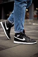 Мужские Кроссовки Nike Air Jordan 1 High Black White Winter