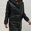 Стильна жіноча куртка зимова подовжена еко-шкіра, фото 2