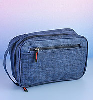Несесер на блискавці, косметичка синя чоловіча з ручкою 26х16х8 см, органайзер для туалетного приладдя
