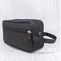 Несесер на блискавці, косметичка чорна чоловіча з ручкою 25х15х8 см, органайзер для туалетного приладдя