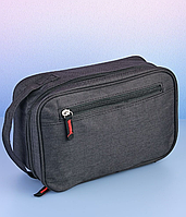 Несесер на блискавці, косметичка чорна чоловіча з ручкою 26х16х8 см, органайзер для туалетного приладдя