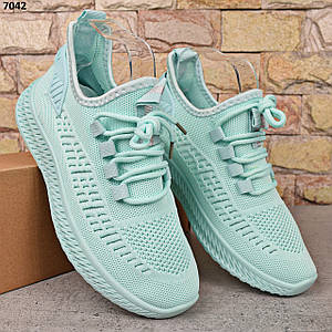 Кросівки жіночі весняно-літні LB, бірюзові текстильні кросівки