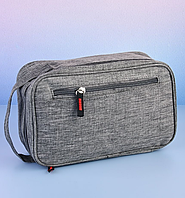 Несесер на блискавці, косметичка сіра чоловіча з ручкою 26х16х8см, органайзер для туалетного приладдя