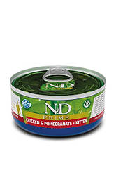 Farmina N&D GF Prime Chicken & Pomegranate Kitten Вологий корм для кошенят курка та гранат, беззерновий 70г