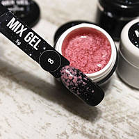 Гель мікс з пластівцями матовими Nailapex Mix Gel №8, рожевий