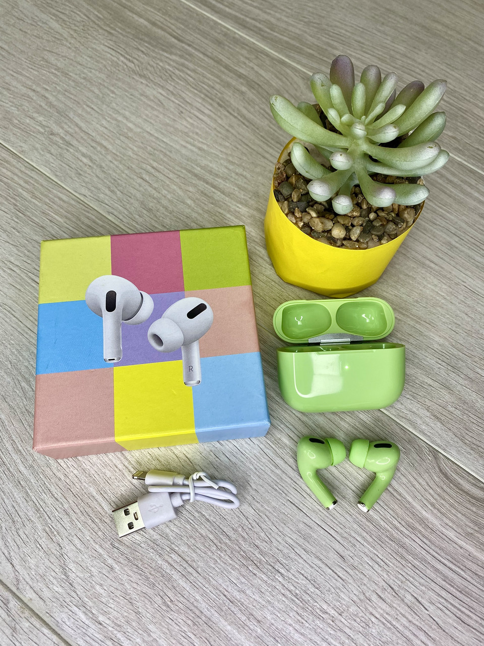 Bluetooth Навушники для Iphone Air Pods Pro Зелені працюють з IOS та Android