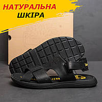 Літні чоловічі шкіряні сандалі-босоніжки Timb чорні класичні з натуральної шкіри на літо взуття *Т-10 ч*