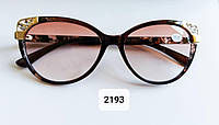 Солнцезащитные очки с диоптриями, оправа с ажурным узором. Модель 2193 коричневые
