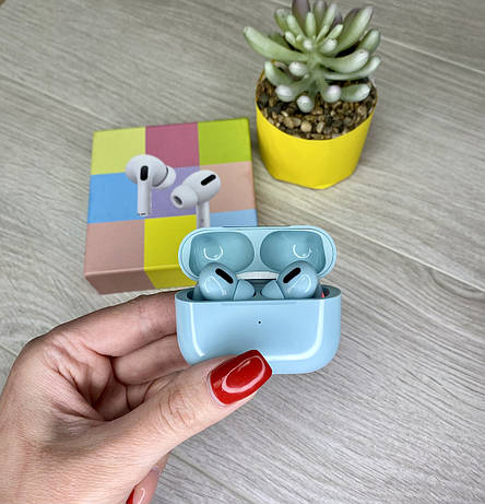 Bluetooth Навушники для Iphone Air Pods Pro Блакитні працюють з IOS і Android, фото 1
