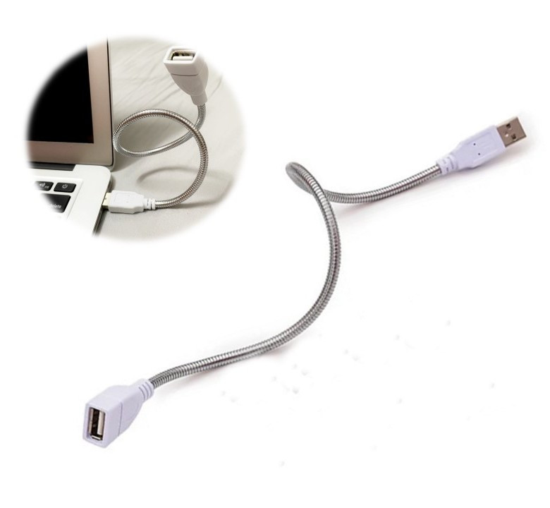 Металевий гнучкий USB подовжувач 30 см, фото 1