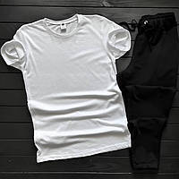 Молодежный качественный летний набор для прогулок футболка + штаны, Стильный спортивный мужской комплект