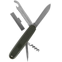 Нож компактный складной походный мультитул 7в1 BW MFH нож/пила/ штопор/шило/лезвие/открывашка/пилочка Хаки