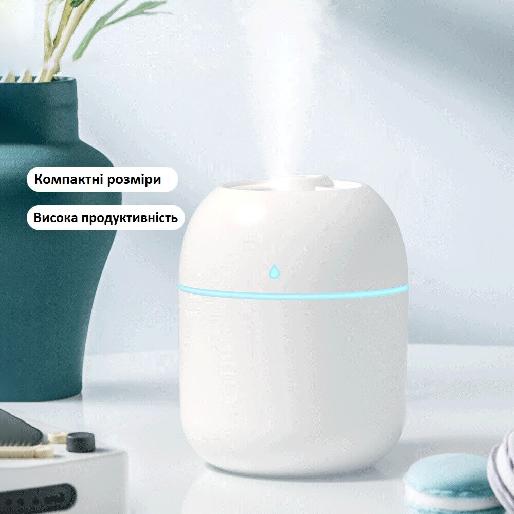 Портативний зволожувач повітря з LED підсвіткою UKC Humidifier White