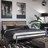 Металлическая двуспальная кровать в стиле лофт с изголовьем Герар Тенеро, кровать металлическая полуторная