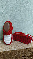 Носки тапочки женские полушерстяные ручной работы, цвет - красный