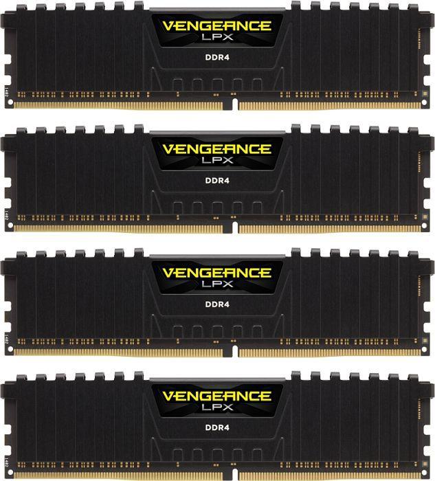 Пам'ять для настільних комп'ютерів Corsair 64 GB (4x16GB) DDR4 2666 MHz Vengeance LPX Black (CMK64GX4M4A2666C16), фото 1