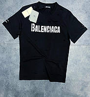Мужская стильная брендовая футболка чёрного цвета Balenciaga с принтами Турецкое качество