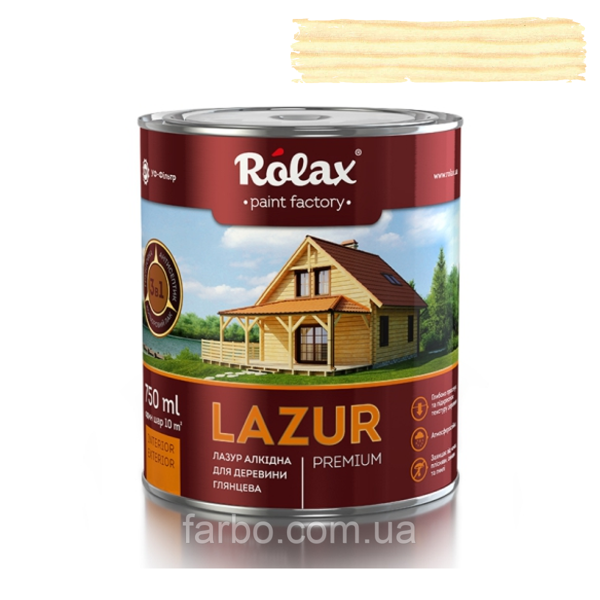 Лазур для деревини алкідна Lazur Rolax № 113 білий 2.5 л