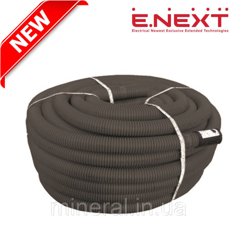 Труба гофрована двостінна чорна 40/32мм (50м) Труба для прокладки кабелю в землі, бетоні, e.kor, E.NEXT