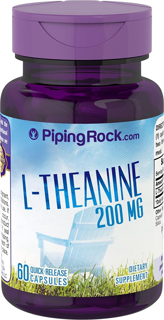 L-теанін Piping Rock L-Theanine, 200 mg, 60 Quick Release Capsules