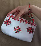 Сумочка-клатч нареченої в українському стилі, біло-червона, фото 4