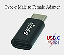 Адаптер перехідник USB 3.1 Gen 2 Type C Male - Type C Female Black, фото 3