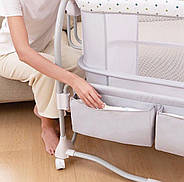 Приставне ліжечко для новонароджених із функцією гойдання (музика, USB, таймер) Mastela 8601 White, фото 6