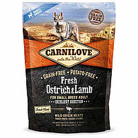 Сухой корм для взрослых собак мелких пород Carnilove Fresh Ostrich & Lamb ягненок и страус 1.5 кг