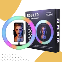 Кольцевая LED лампа диаметром 33 см RGB MJ, штативом 2 метра лампа для селфи лампа для тик тока