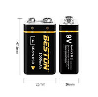 Кріна акумулятор Beston 9v USB 1000mAh, фото 3