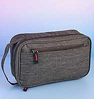 Несесер на блискавці, косметичка коричнева чоловіча з ручкою 26х16х8 см, органайзер для туалетного приладдя